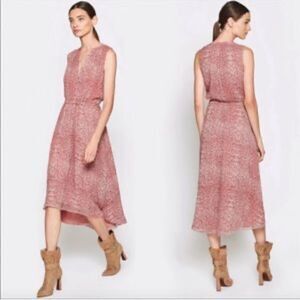 Joie Hilarie Sleeveless Snake-Print Midi silk Dress Sz-
